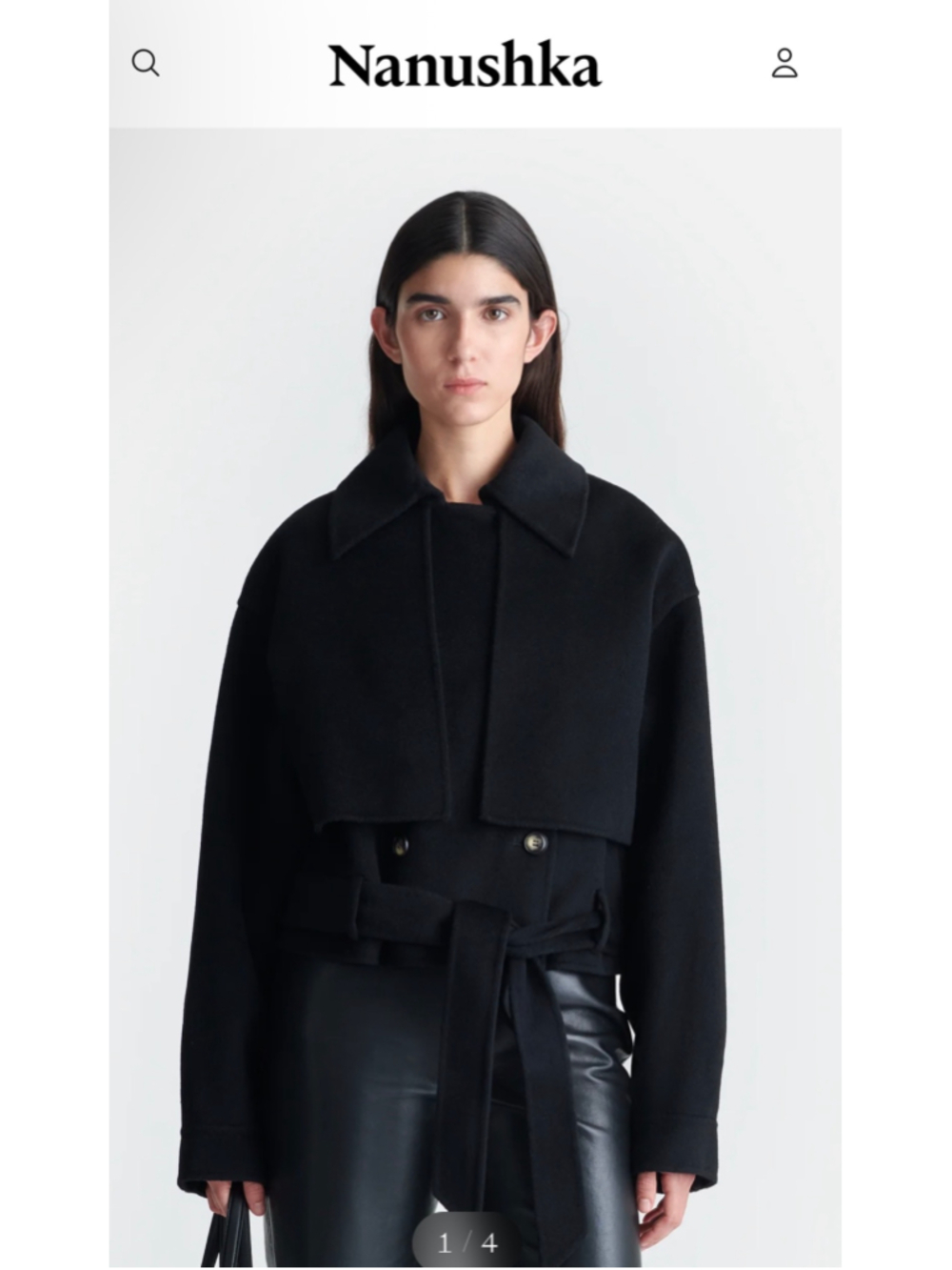 Nanushka Satoyo Wool-Silk Utility Jacket, Black, Size S